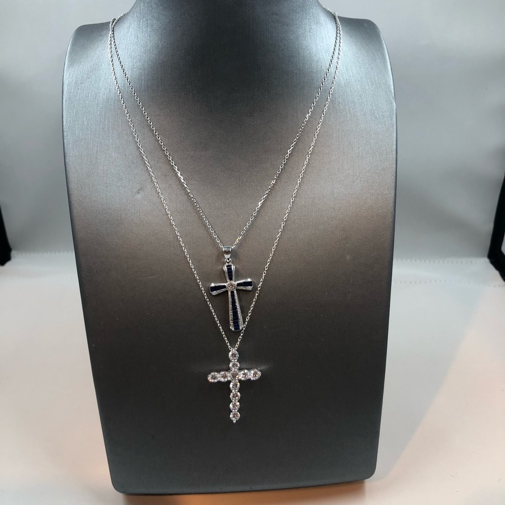 Diamond cubic zirconia cross necklaces